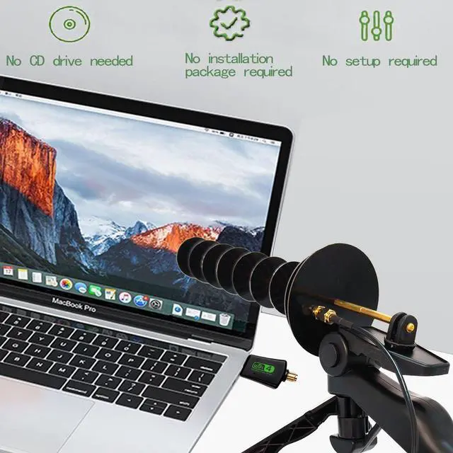 Alt view image 4 of 5 - 2.4G WIFI Yagi Directional Antenna USB Wireless Adapter Laptop Desktop PC Signal Increase Extension Long Distance Reception (USB Adapter and WIFI Antenna)