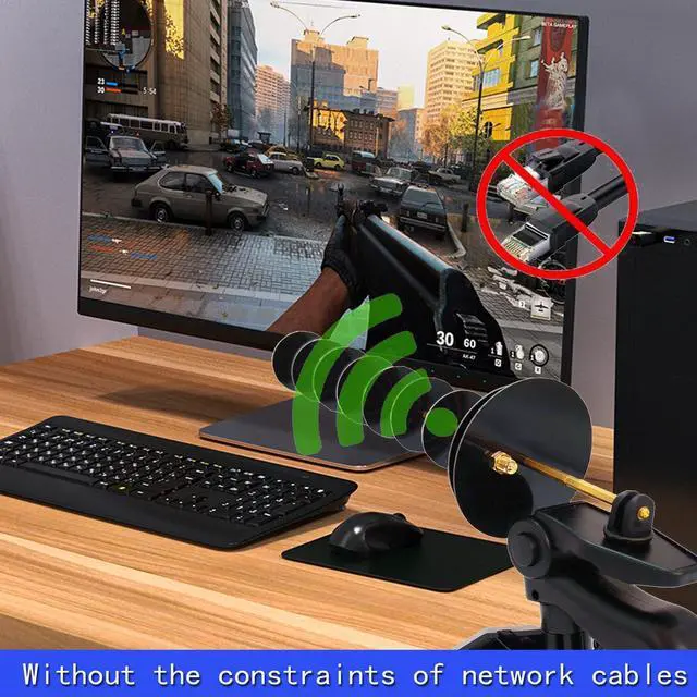 Alt view image 5 of 5 - 2.4G WIFI Yagi Directional Antenna USB Wireless Adapter Laptop Desktop PC Signal Increase Extension Long Distance Reception (USB Adapter and WIFI Antenna)