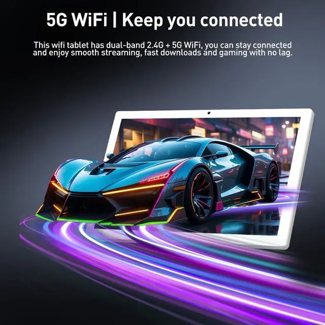 Alt view image 5 of 5 - Android 14 Tablet 10.1 inch, 128GB Storage, 8GB(4+4) RAM, Octa-Core, 5G WiFi Tablet, 7000mAh Battery, BT 5.0, GPS, 13MP+8MP Camera, GMS Certified, 1TB Expandable, Tablet with Keyboard/Mouse/Case Kit