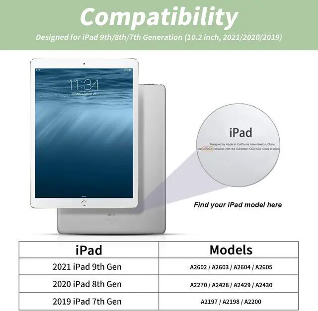 Alt view image 2 of 5 - Aoub Keyboard Case for iPad 9th/8th/7th Generation 10.2 inch, 7 Colors Backlit, Stand Folio Detachable Wireless Bluetooth Keyboard Cover Soft TPU Back Case for iPad 10.2 2021/2020/2019 - Light Green