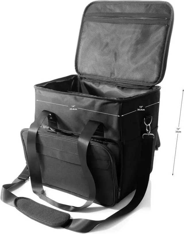 Alt view image 2 of 5 - Billotodo Vinyl Record Carrying Bag for Albums 12" or LPs - Travel Storage Holder Case with Dividers Holds up to 60 Records Collection
