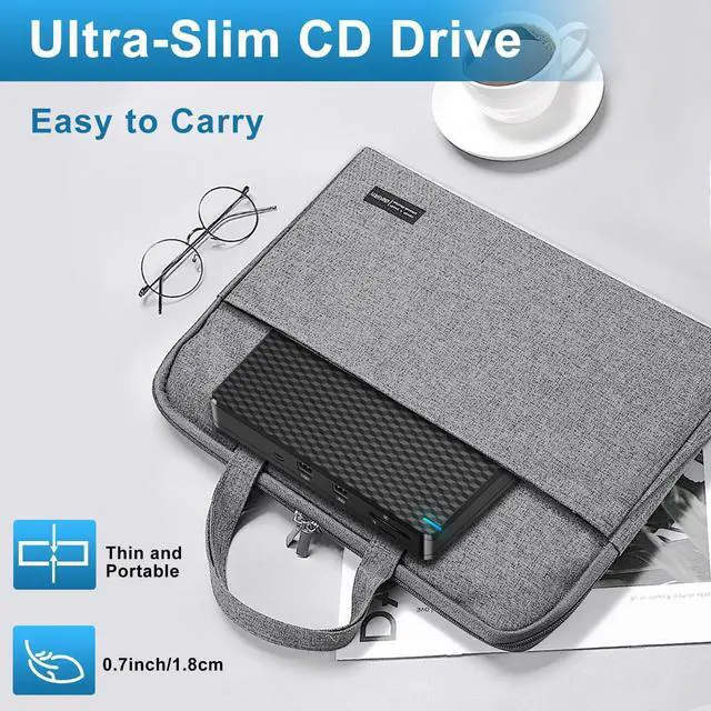 Alt view image 5 of 5 - Guamar External DVD Drive for PC: USB-C Slim Portable CD Burner for Laptop Mac Windows 11 with SD/TF Slot/2 USB Ports Fast Data Transfer - Plug & Play
