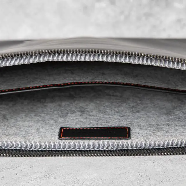 Alt view image 4 of 5 - Casemade Real Leather Laptop Case/Zipped Folio Bag with Inner Pocket & Wool Lining Compatible with Apple MacBook, HP, Dell, Asus, Levovo (16 Inch - Black)