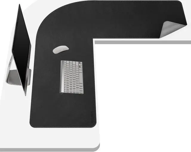 Main image of Chihein L-Shaped Desk Pad, Corner Desk Mat (41.3"+ 41.3") x 12.99", Computer Office Mouse pad Writing Table Pad for Home Office - Black/Gray