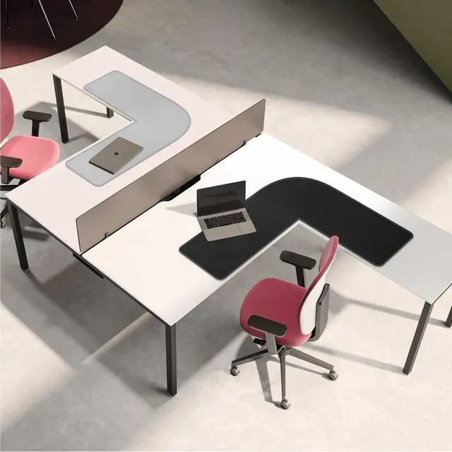 Alt view image 3 of 5 - Chihein L-Shaped Desk Pad, Corner Desk Mat (41.3"+ 41.3") x 12.99", Computer Office Mouse pad Writing Table Pad for Home Office - Black/Gray