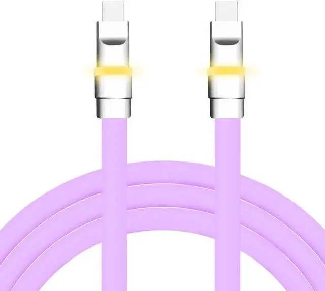 Main image of chubbycable Neon Chubby - Fast Charge Cable with Smart Light RGB Color Gradual Light Up LED USB Charging Cable, Light Purple, Type-C to Type-C, 4.9 FT