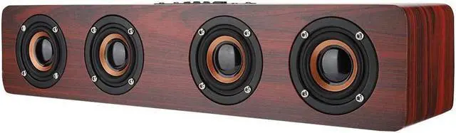 Main image of Wooden Bluetooth Speaker, 12W TV Computer Speaker Sound with 4 Bass Subwoofer Support Bluetooth, AUX, TF Card, FM(#1)
