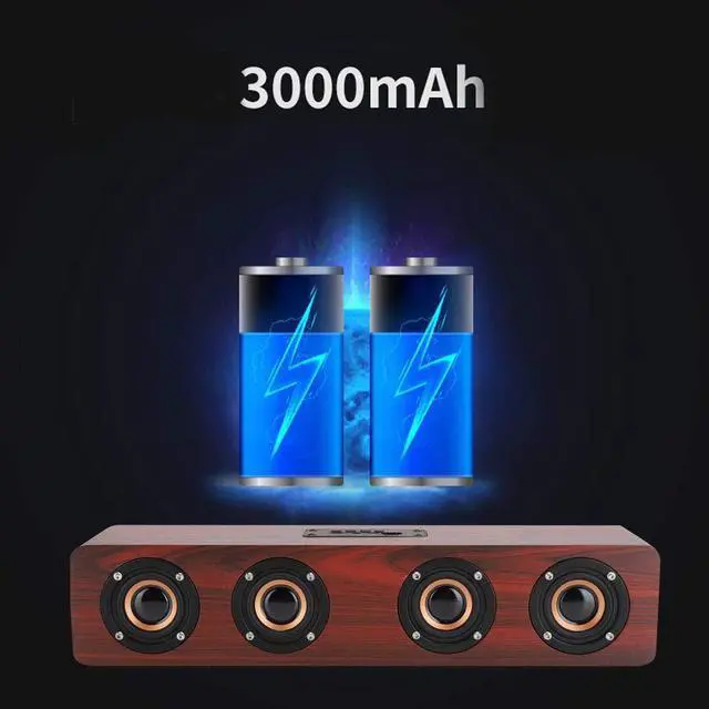 Alt view image 5 of 5 - Wooden Bluetooth Speaker, 12W TV Computer Speaker Sound with 4 Bass Subwoofer Support Bluetooth, AUX, TF Card, FM(#1)
