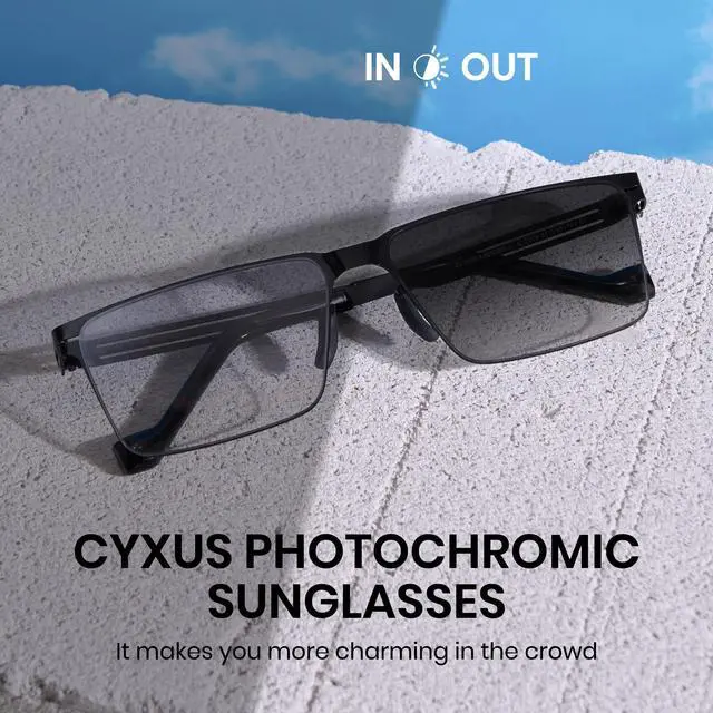 Alt view image 2 of 5 - Cyxus Photochromic Glasses for Men Women UV Protection with Blue Light Blocking(1176i02 Black)