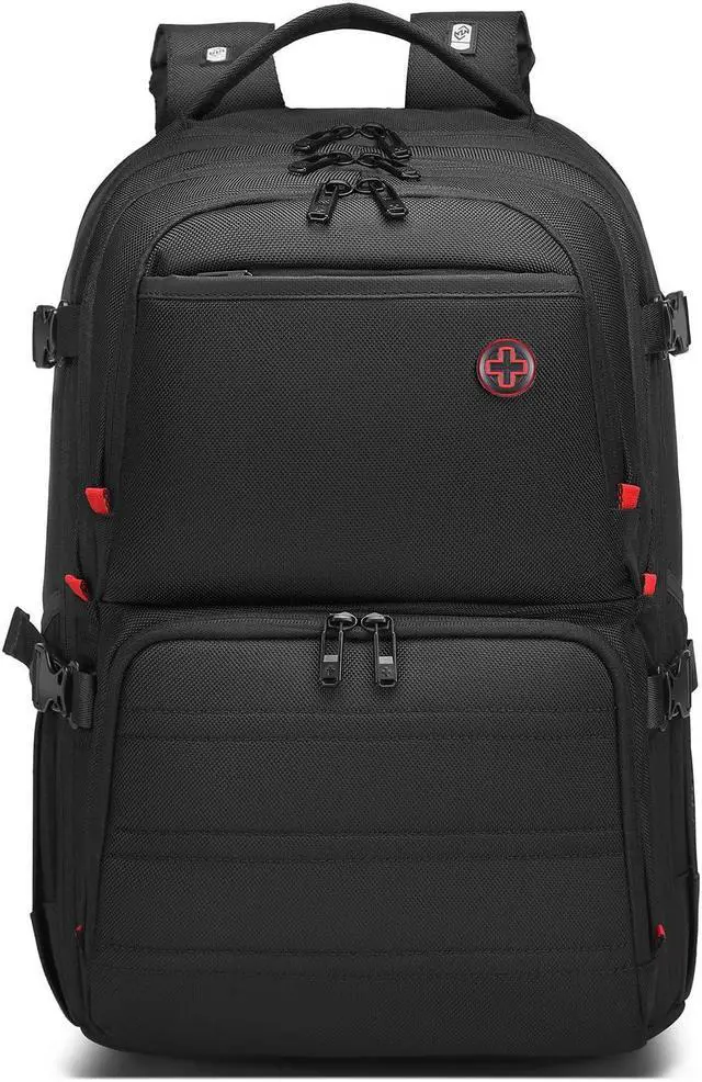 Alt view image 2 of 5 - CROSSGEAR 17.3 Large Laptop Backpack for Men Women 40l Travel Backpack Water Resistant Carry On Flight Anti-theft Computer Bag Expandable Rucksack Ergonomic Straps,Black