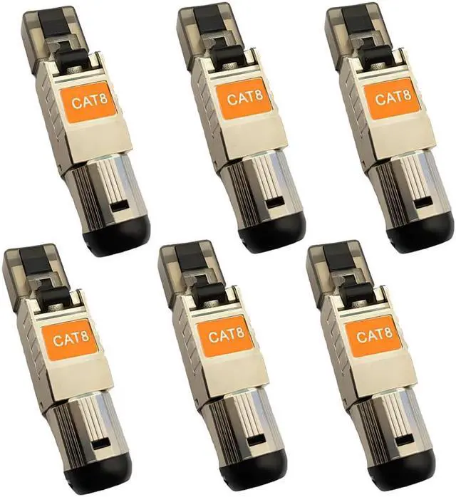 Main image of Davonpha Cat8 Toolless RJ45 Connector,zinc Alloy Shielded Ethernet Termination Plugs for 2000MHz 2GHz 40G Double Shielded Solid LAN Cable Cat7 Cat6a 22AWG-24AWG,Tool-Free (Connector 6-Packs)