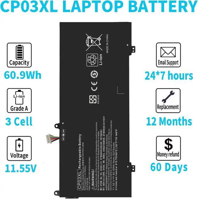 Alt view image 5 of 5 - Emanjor CP03XL Laptop Battery for HP Spectre X360 Convertible 13-ae0xx 13-ae013dx 13-ae014dx 13-ae011dx 13-ae012dx 13-ae000 13t-ae000 13-ae049ng 13-ae040ng 929072-855 929066-421 CP03060XL HSTNN-LB8E