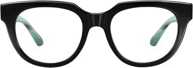 Alt view image 2 of 5 - Dollger Blue Light Blocking Glasses For Woman Men Thick Acetate Frame Round CatEye Computer BlueLight Glasses Non-Prescription Black