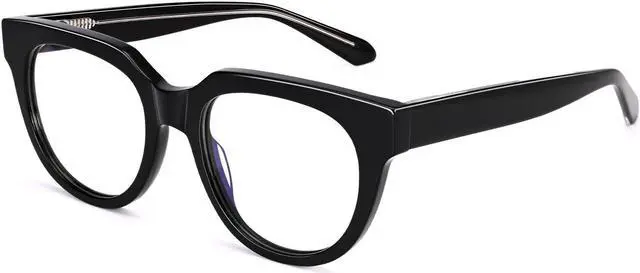 Main image of Dollger Blue Light Blocking Glasses For Woman Men Thick Acetate Frame Round CatEye Computer BlueLight Glasses Non-Prescription Black