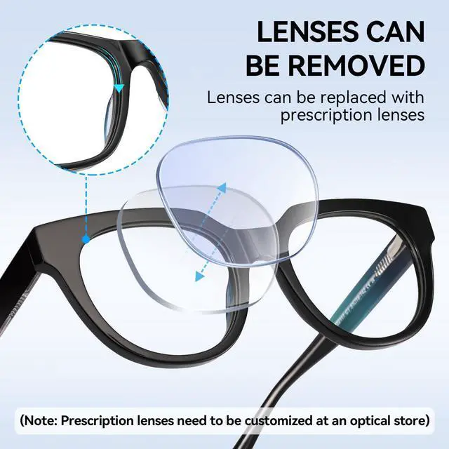 Alt view image 5 of 5 - Dollger Blue Light Blocking Glasses For Woman Men Thick Acetate Frame Round CatEye Computer BlueLight Glasses Non-Prescription Black