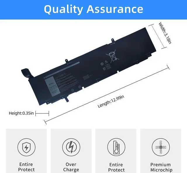 Alt view image 4 of 5 - NBULBL XG4K6 Battery Replacement for Dell XPS 17 9700 9710 9720 9730 / Precision 5750 5760 5770 Series P92F P92F001 P92F002 P92F003 01RR3 001RR3 F8CPG 0F8CPG 5XJ6R KVPMY 0YY3V KRDHV 11.4V 97Wh