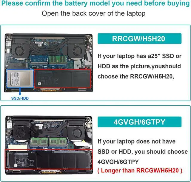 Alt view image 2 of 5 - Fancy Buying RRCGW H5H20 Laptop Battery for Dell XPS 15 9550 15-9550 9560 9570 Precision 15 5510 5520 5530 5540 Series P56F P56F001 5D91C 05D91C 62MJV 062MJV M7R96 0RRCGW 5041C 05041C 11.4V-56Wh
