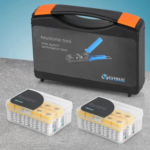 Alt view image 5 of 5 - Everest Media Solutions Bundle - 2 Items: EMS Speed Termination Tool with 20 Pack of Yellow RJ45 CAT6 Keystone Jacks + Replacement Head