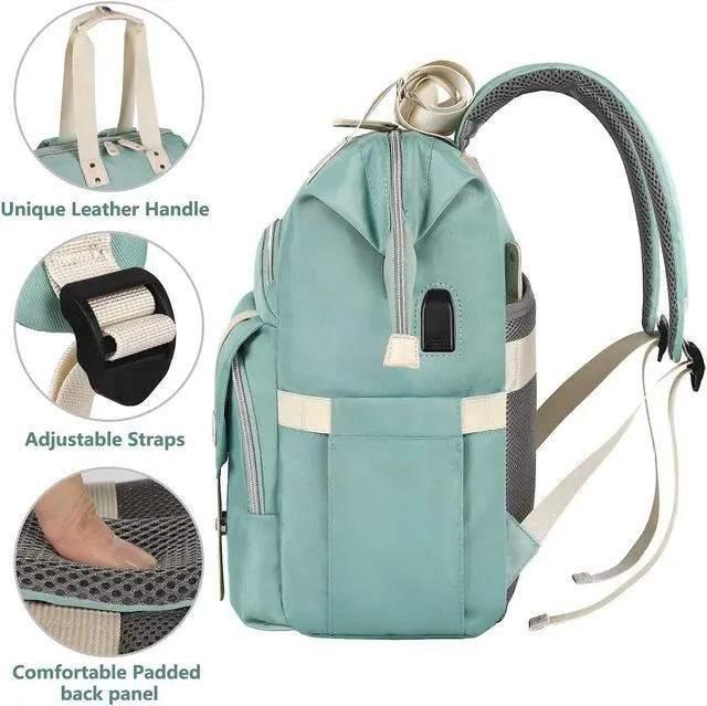 Alt view image 3 of 5 - FALANKO Laptop Backpack for Women, Doctor Teacher Nurse Work Bookbag for 17.3 Inch Laptop, Large Travel Wide Open College Shoulder Purse Bag With RFID Anti Theft USB Charging Port-Green