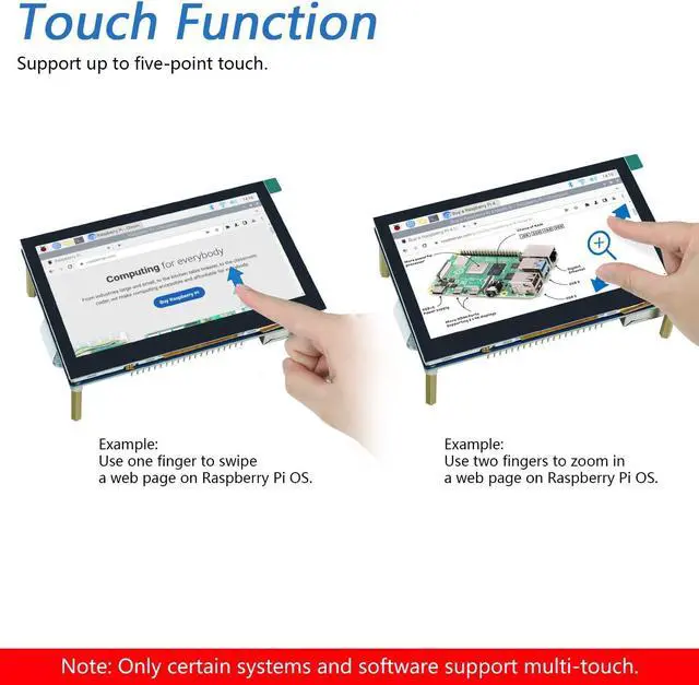 Alt view image 3 of 5 - FREENOVE 4.3 Inch Touchscreen Monitor for Raspberry Pi 5 4 B 3 B+ A+, 800x480 Pixel IPS Display, 5-Point Touch Capacitive Screen, Driver-Free MIPI DSI Port