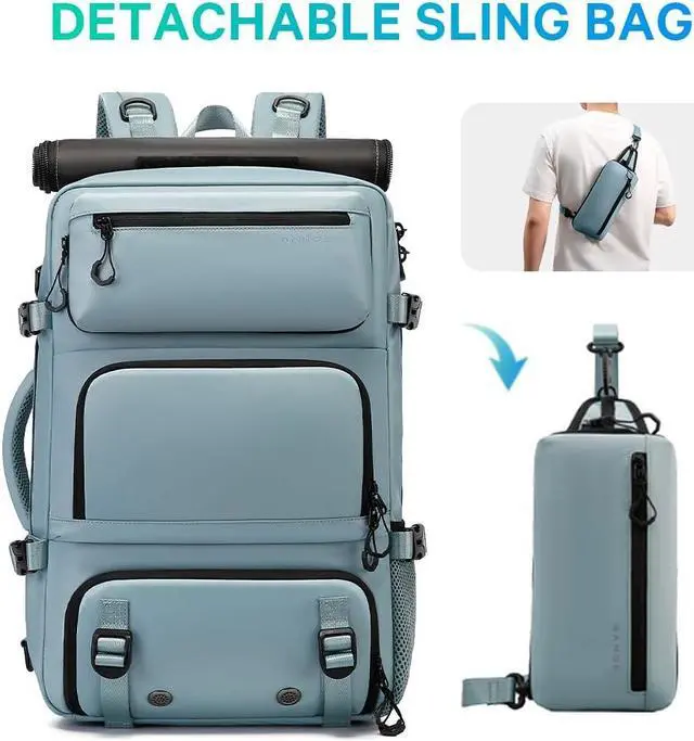 Alt view image 3 of 5 - FUTURE AESTHEICS Travel backpack Carry-on Travel Backpack For Women Men Flight Approved Business Weekender Overnight Waterproof Daypack (Light Blue)