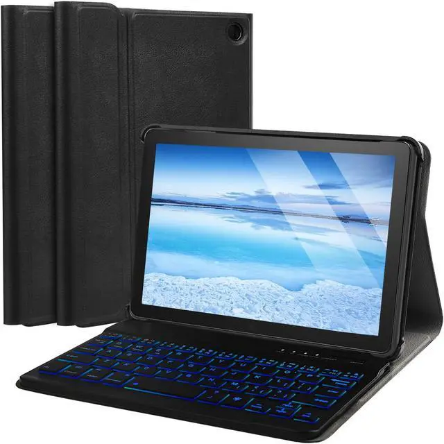 Main image of FunYaung Case with Keyboard for  Fire HD 8 & 8 Plus (2024 Release), Detachable Rechargeable Backlit Keyboard Case with Type-C Cable for HD 8 14th (Black)