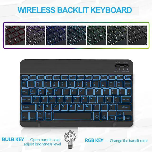 Alt view image 3 of 5 - FunYaung Case with Keyboard for  Fire HD 8 & 8 Plus (2024 Release), Detachable Rechargeable Backlit Keyboard Case with Type-C Cable for HD 8 14th (Black)