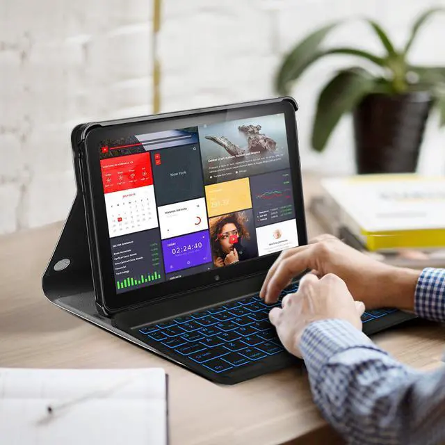 Alt view image 2 of 5 - FunYaung Case with Keyboard for  Fire HD 8 & 8 Plus (2024 Release), Detachable Rechargeable Backlit Keyboard Case with Type-C Cable for HD 8 14th (Black)