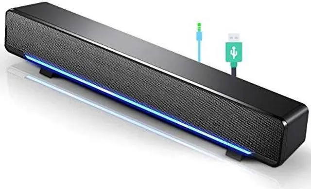 Main image of YaizK Mini Portable USB Wired soundbar Music Player Bass Surround Soundbox Speaker with 3.5 mm Audio Plug for Desktop, Laptop, TV, Smartphone, Tablet PC, MP3, MP4 and More(Black)