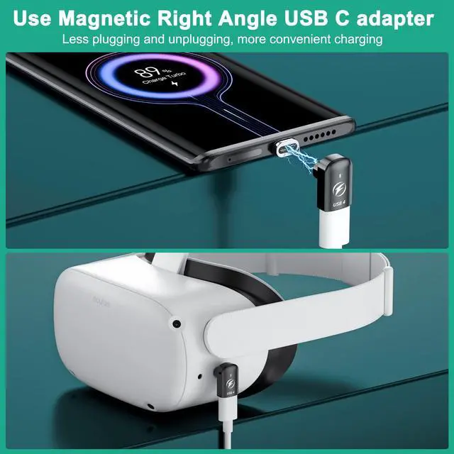 Alt view image 4 of 5 - HanCenDa USB Type C Magnetic Adapter 4Pack, 24Pins 90 Degree USB-C with PD 140W Charge 40Gbps 8K 60Hz Video USB4 for Thunderbolt 3/4 MacBook Pro/Air Phone and More Devices