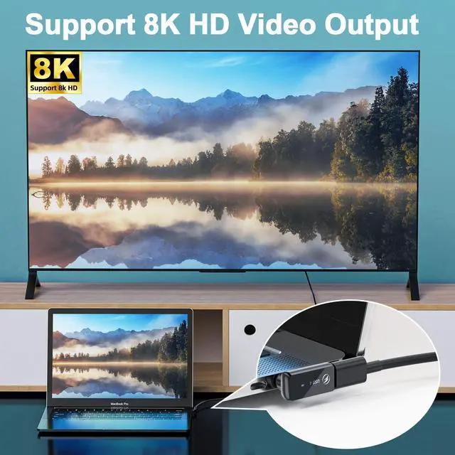 Alt view image 3 of 5 - HanCenDa USB Type C Magnetic Adapter 4Pack, 24Pins 90 Degree USB-C with PD 140W Charge 40Gbps 8K 60Hz Video USB4 for Thunderbolt 3/4 MacBook Pro/Air Phone and More Devices