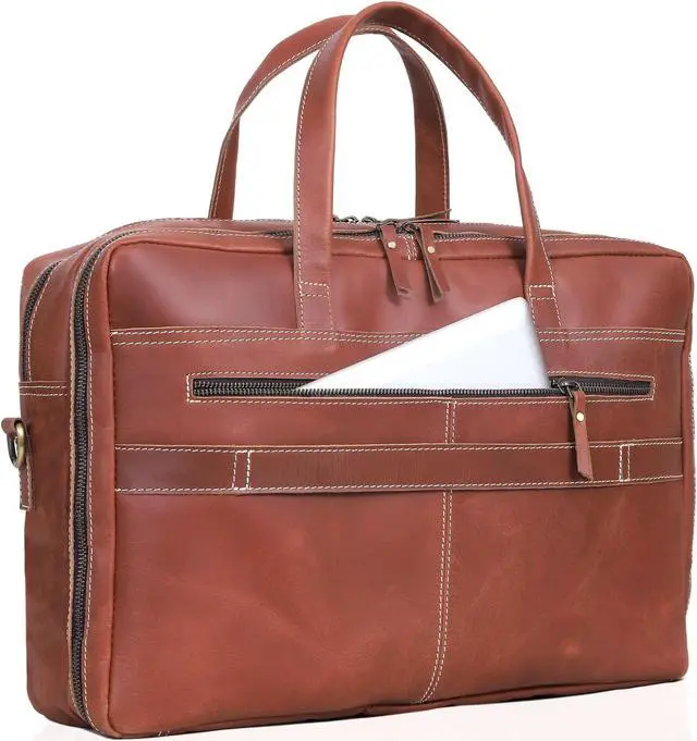 Alt view image 4 of 5 - 18 Inch Full Grain italian Leather Briefcase for Men, Top Choice Gifts, Handcrafted Laptop Bag (TAN) (18 inch)