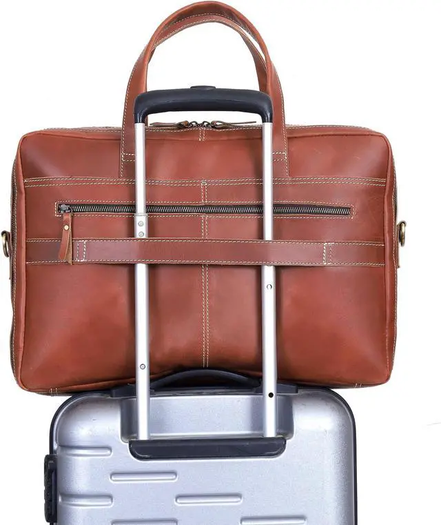 Alt view image 3 of 5 - 18 Inch Full Grain italian Leather Briefcase for Men, Top Choice Gifts, Handcrafted Laptop Bag (TAN) (18 inch)