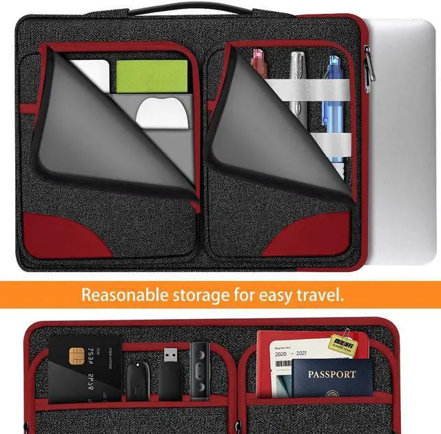 Alt view image 4 of 5 - Hseok Laptop Sleeve 15 15.6 16 inches Case Protective PC Briefcase for Commuting and Business Trip,Red