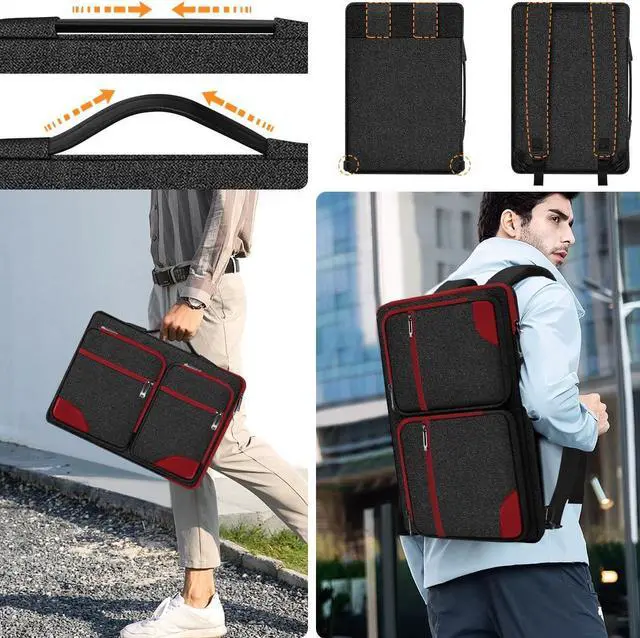Alt view image 5 of 5 - Hseok Laptop Sleeve 15 15.6 16 inches Case Protective PC Briefcase for Commuting and Business Trip,Red
