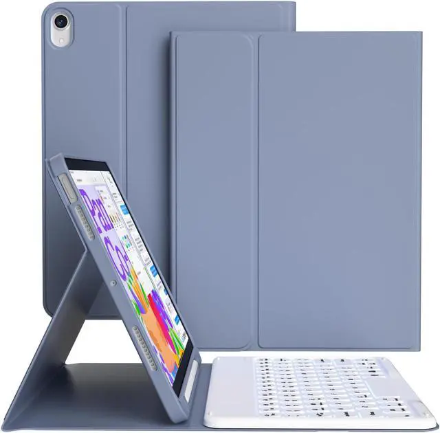 Main image of KVTVOU Keyboard Case for iPad Air 11 Inch (M3/M2, 2025/2024), for iPad Air 5th/4th Gen (2022/2020) 10.9 Inch with Pencil Holder - 7 Colors Backlit Wireless Detachable Folio Keyboard, Purple