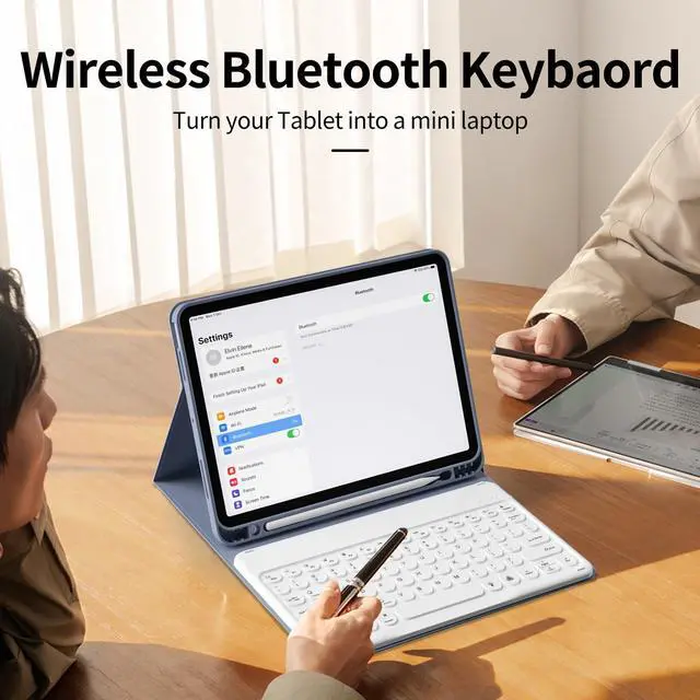 Alt view image 3 of 5 - KVTVOU Keyboard Case for iPad Air 11 Inch (M3/M2, 2025/2024), for iPad Air 5th/4th Gen (2022/2020) 10.9 Inch with Pencil Holder - 7 Colors Backlit Wireless Detachable Folio Keyboard, Purple