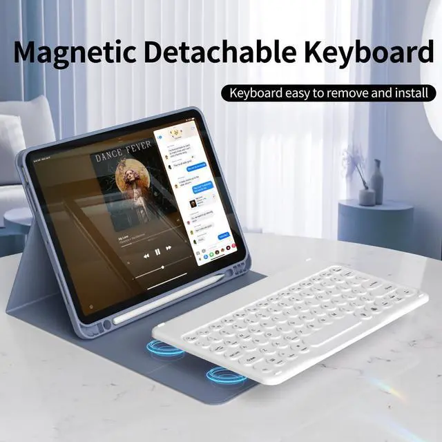 Alt view image 4 of 5 - KVTVOU Keyboard Case for iPad Air 11 Inch (M3/M2, 2025/2024), for iPad Air 5th/4th Gen (2022/2020) 10.9 Inch with Pencil Holder - 7 Colors Backlit Wireless Detachable Folio Keyboard, Purple