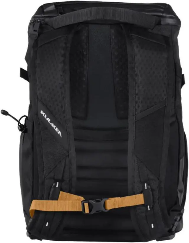 Alt view image 5 of 5 - ELAA Upright Daypack - Premium Commuter Backpack with Laptop Compartment, USB Charging Port, Magnetic Water Bottle Pocket - Top Loading Work Backpack - 20L Carry-On Travel Backpack (Black/Gold)