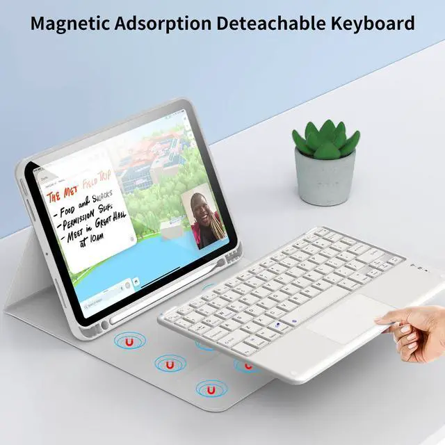 Alt view image 3 of 5 - KVTVOU Touch Keyboard Case for iPad Air 11 Inch 2024 (M2), iPad Air 5th/4th Gen 10.9 Inch (2022/2020) with Pencil Holder, Smart Magnetic Detachable Wireless Bluetooth Touchpad Keyboard, Gray