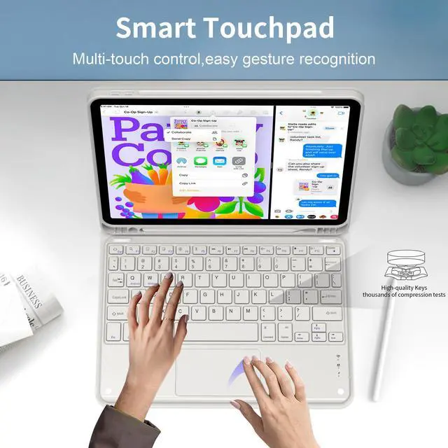 Alt view image 2 of 5 - KVTVOU Touch Keyboard Case for iPad Air 11 Inch 2024 (M2), iPad Air 5th/4th Gen 10.9 Inch (2022/2020) with Pencil Holder, Smart Magnetic Detachable Wireless Bluetooth Touchpad Keyboard, Gray