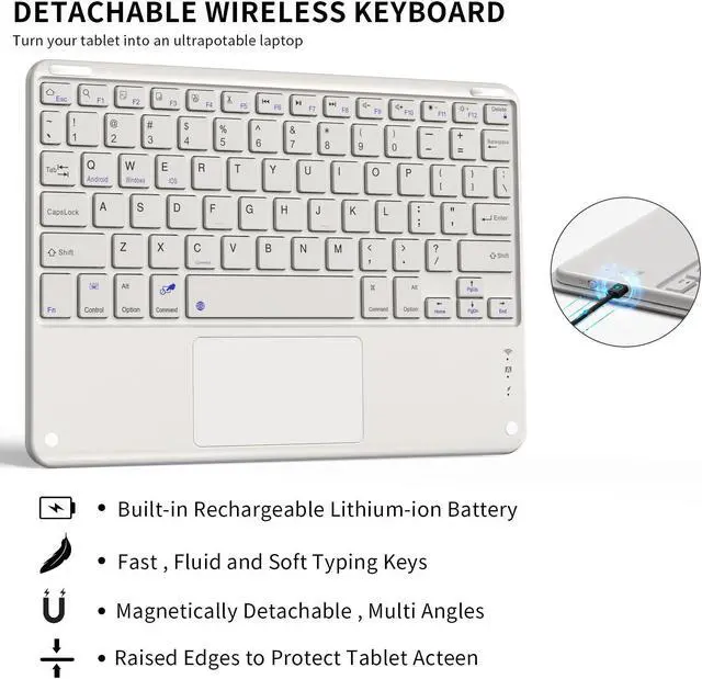 Alt view image 4 of 5 - KVTVOU Touch Keyboard Case for iPad Air 11 Inch 2024 (M2), iPad Air 5th/4th Gen 10.9 Inch (2022/2020) with Pencil Holder, Smart Magnetic Detachable Wireless Bluetooth Touchpad Keyboard, Gray