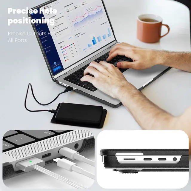Alt view image 3 of 5 - Lepeoac Designed for MacBook Pro 14 Inch Case 2021 2022 2023 2024 Release A3112 A3401 A3185 M4 A2918 A2992 M3 A2779 M2 A2442 M1 Pro/Max Protective Premium Leather Case, Black