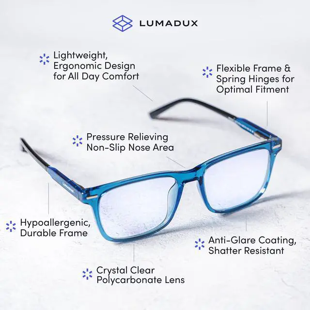Alt view image 4 of 5 - Lumadux Blue Light Glasses - Holmes (Midnight Navy)