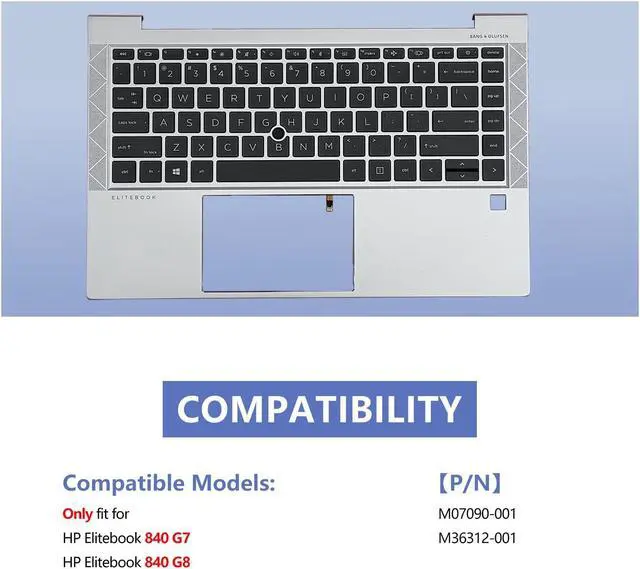 Alt view image 2 of 5 - D-KXCPELE Replacement Laptop Upper Case Palmrest Backlit Keyboard Assembly Part for H P Elitebook 840 G7 840 G8 M07090-001 M36312-001 (Silver)