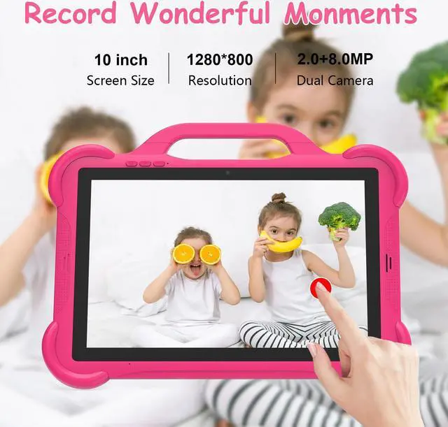 Alt view image 3 of 5 - PEICHENG Kids Tablet, Android 14.0 10" Tablets for Kids, Parental Control Toddler Tablet with case Included 2+8MP Dual Camera, HD Screen, Pre-Installed Kids APPs (1PCS, Pink)