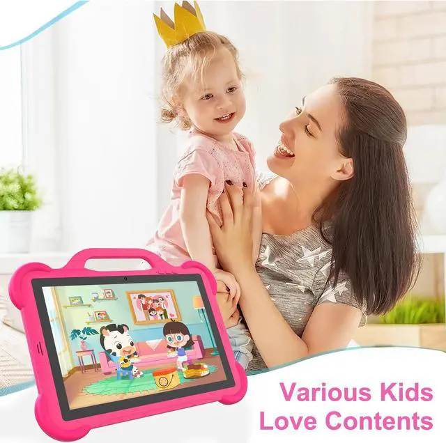Alt view image 2 of 5 - PEICHENG Kids Tablet, Android 14.0 10" Tablets for Kids, Parental Control Toddler Tablet with case Included 2+8MP Dual Camera, HD Screen, Pre-Installed Kids APPs (1PCS, Pink)