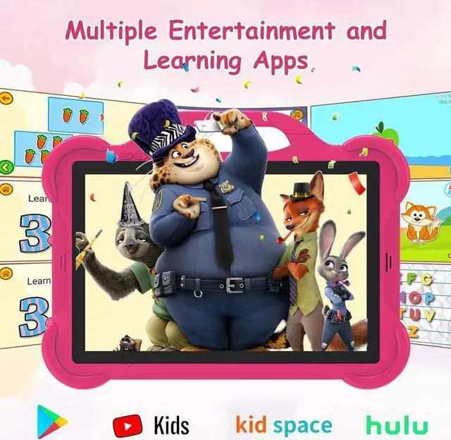 Alt view image 4 of 5 - PEICHENG Kids Tablet, Android 14.0 10" Tablets for Kids, Parental Control Toddler Tablet with case Included 2+8MP Dual Camera, HD Screen, Pre-Installed Kids APPs (1PCS, Pink)
