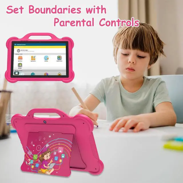 Alt view image 5 of 5 - PEICHENG Kids Tablet, Android 14.0 10" Tablets for Kids, Parental Control Toddler Tablet with case Included 2+8MP Dual Camera, HD Screen, Pre-Installed Kids APPs (1PCS, Pink)