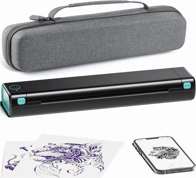 Alt view image 3 of 5 - Phomemmo Wireless Tattoo Stenicl Printer with 1 Case & 35 Sheets A4 Size Tattoo Transfer Paper